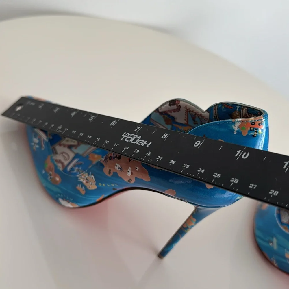 Christian Louboutin *NEW* Blue Patterned Women's Heels- Size 39.5 - Picture 12 of 13